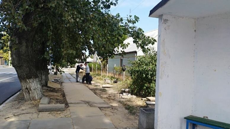 В центре Каховки у остановки тротуар избавили от корней деревьев